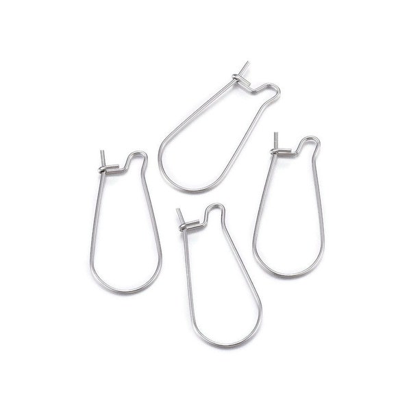 316L Titanium Steel Kidney earwire - Earring Components - earring hooks ear wire - Earring Finding - Hoop Earring - 25mm x 12mm (2409)