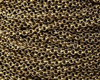 2mm antique brass cross chain unsoldered - 2mm rolo chain - lead free - nickel free (830)
