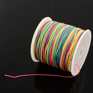 1mm rainbow multicolor nylon cord chineese Knotting Cord Macrame thread Neon colors 1488 image 2