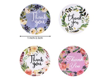 Thank you stickers - Thank you flowers labels - 1" round labels - Flowers message label - floral thank you sticker - Mixed label (2381)