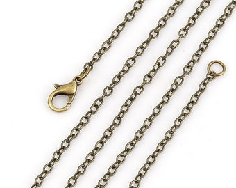18" length - Antique brass necklace 18" - Cable Chain with Lobster Clasp - 18 inches - Nickel free - lead free (2399)