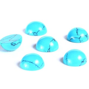 8mm Turquoise cabochon - half round cabochon - gemstone cabochons - Synthetic Turquoise (307)