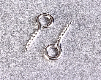 Silver plated screw eyes bails - top drilled finding - Mini Loops Screw - Mini Screw Eye Pin - 10mm x 4mm - Nickel free - Lead free (1048--)