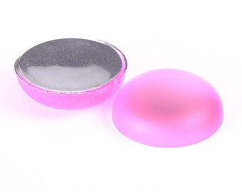 18mm Pink matte cabochons - 18mm frosted round cabochons with silver foil - Cabs Flatbacks (1232)