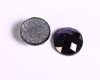 12mm Dark purple blue glitter cabochon - Grape sparkly cabochon - Galaxy glitter cabochon - 12mm Kawaii cabochon (1553)