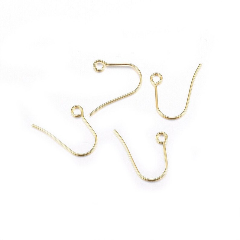 Stainless steel earring hooks Gold color Stainless steel earring hooks ear wire Stainless steel ear wire hooks 13mm x 19mm 2346 image 2