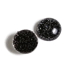 12mm Cabochons npoirs ronds en résine - brillants de couleur argent (1855)