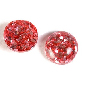 12mm Cabochons ronds de couleur rose en résine (1820)