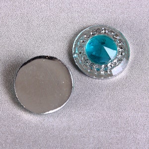 12mm Cabochons ronds texturés de couleur argent et bleu en résine (1659)