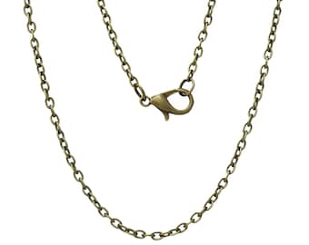 24" length - Antique brass necklace 24" - Cable Chain with Lobster Clasp - 24 inches - Nickel free - Lead free (2400)