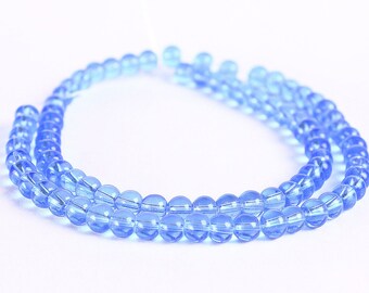 4mm blue round glass beads - strand beads (326)