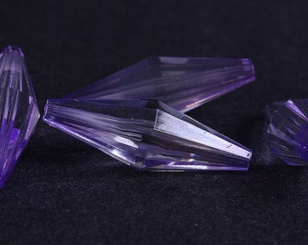 Shades of purple beads - long faceted bicone beads - Purple pendant - 36mm x 12mm (363)