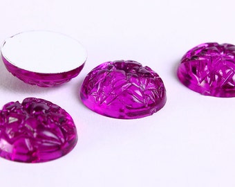 15mm Purple baroque cabochons - 15mm violet texture cabochons - 15mm Jewels with Silver Foil cabochon (128)