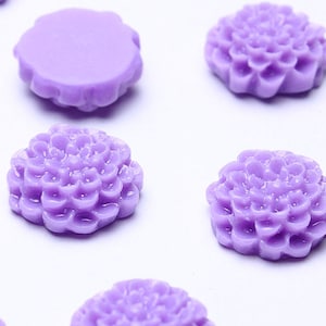 12mm Mauve pourpre cabochons en résine en forme de fleur dhalia (602)
