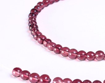 4mm purple beads - 4mm glass beads - 4mm round beads - round glass beads (747)