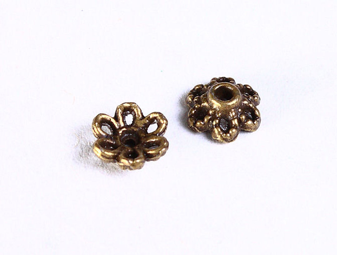 6mm Antique Brass Flower Bead Caps 6mm Petite Flower Beadcaps Petite