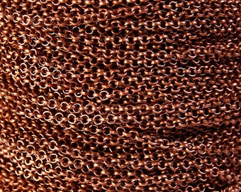 2mm antique copper cross chain - antique copper rolo chain - unsoldered - lead free - nickel free (1352)