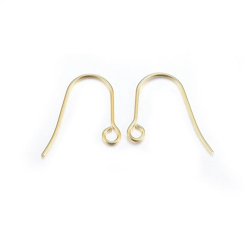 Stainless steel earring hooks Gold color Stainless steel earring hooks ear wire Stainless steel ear wire hooks 13mm x 19mm 2346 image 1