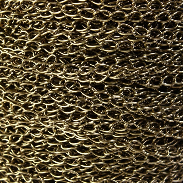 6mm x 4mm antique brass twit chain - antique bronze twist chain - lead free - nickel free - unsoldered links (1353)