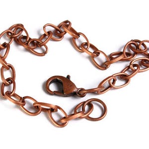 Antique copper bracelet - Cable Chain Bracelet - Antique copper Link Chain With Lobster Clasp - 20cm - 8 inches (1847)