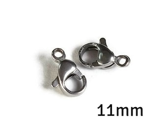 11mm Stainless steel clasps - Stainless steel lobster clasps (2118)