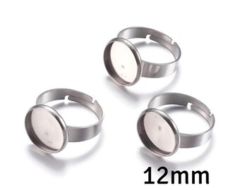 12mm Stainless steel ring - blank adjustable ring - Blank ring cabochon base - 12mm inner tray - Lead free - Cadmium free (2290)