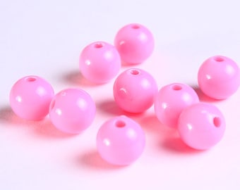 10mm Pink beads - 10mm opaque beads - 10mm round beads (1123)