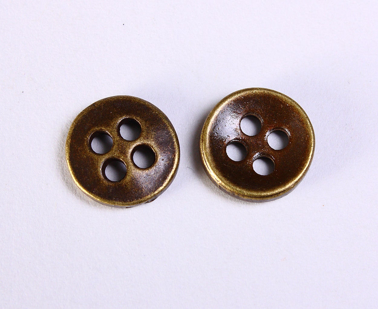 11mm antique brass button 11mm round button 4 holes round | Etsy