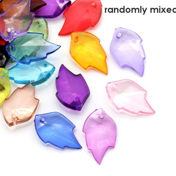 25mm Mixed color leaf pendants - Mix color leaf charms - 20 pieces (1340)