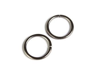 14mm Gunmetal jump rings - 14mm black jumpring - open round jump ring (1830-1)