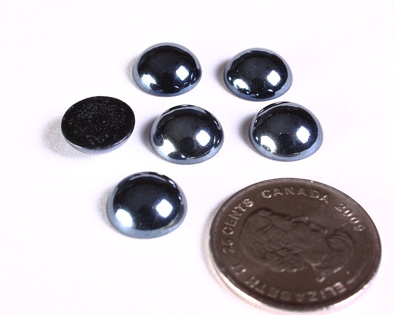 Opaque cabochons 12mm Black plated pearlized finish round glass cabochons 1309 Kawaii cabochons 11mm to 12mm