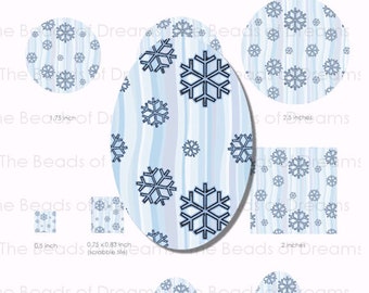 Digital collage sheet - Blue Snowflakes - Winter - Different size in the same digital sheet - Digital image - INSTANT DOWNLOAD (cs0024)