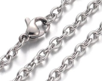 Stainless steel necklace 18" - Fine chain 2.5mm x 2mm - Cross Chains with Lobster Clasps - 18 inches (2023)