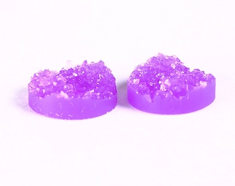 12mm Purple round resin cabochon - Textured cabochons - Faux drusy cabochons - faux druzy cabochons (1321---)