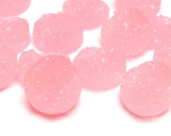 12mm Pink round resin cabochon - Faux drusy cabochons - Faux druzy cabochons - Textured cabochons (1510)