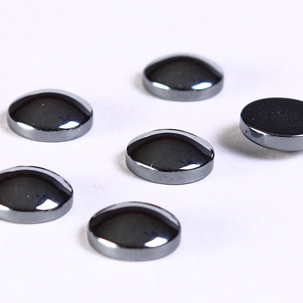 Cabochon en hématite 8 mm - Cabochons ronds 8 mm - Hématite synthétique non magnétique - cabochons gris - cabochons de pierres précieuses (534)