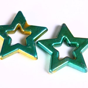 Green and gold large star beads 39mm Christmas decoration Tree decor 1375 image 3