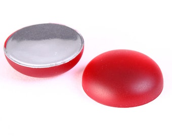 18mm Red matte cabochons - 18mm red frosted round cabochons with silver foil (1235)