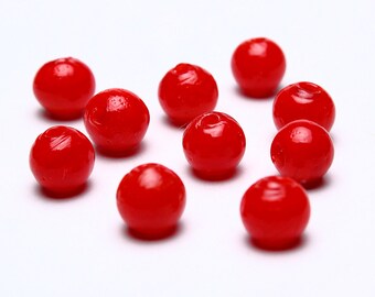 8mm Red lampwork beads - 8mm red handmade lampwork beads - 8mm round glass bead - Opaque beads (546)