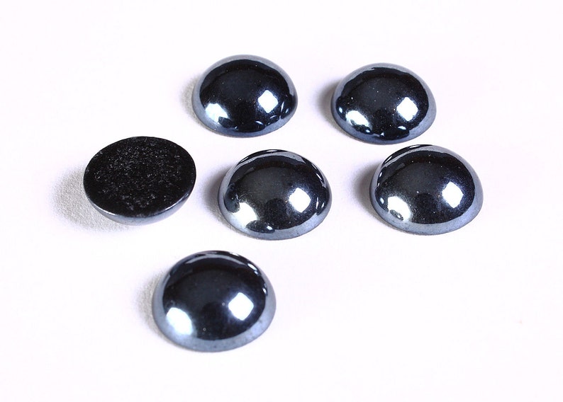 Opaque cabochons 12mm Black plated pearlized finish round glass cabochons 1309 Kawaii cabochons 11mm to 12mm