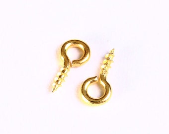 Gold tone screw eyes bails top drilled findings - Lead free - Nickel free - 8mm x 4mm (1036---)