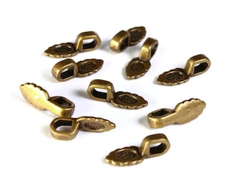 Antique bronze teardrop bail - antique brass glue on bail - flat pad bail - nickel free - lead free - 16mm x 6mm (1463)