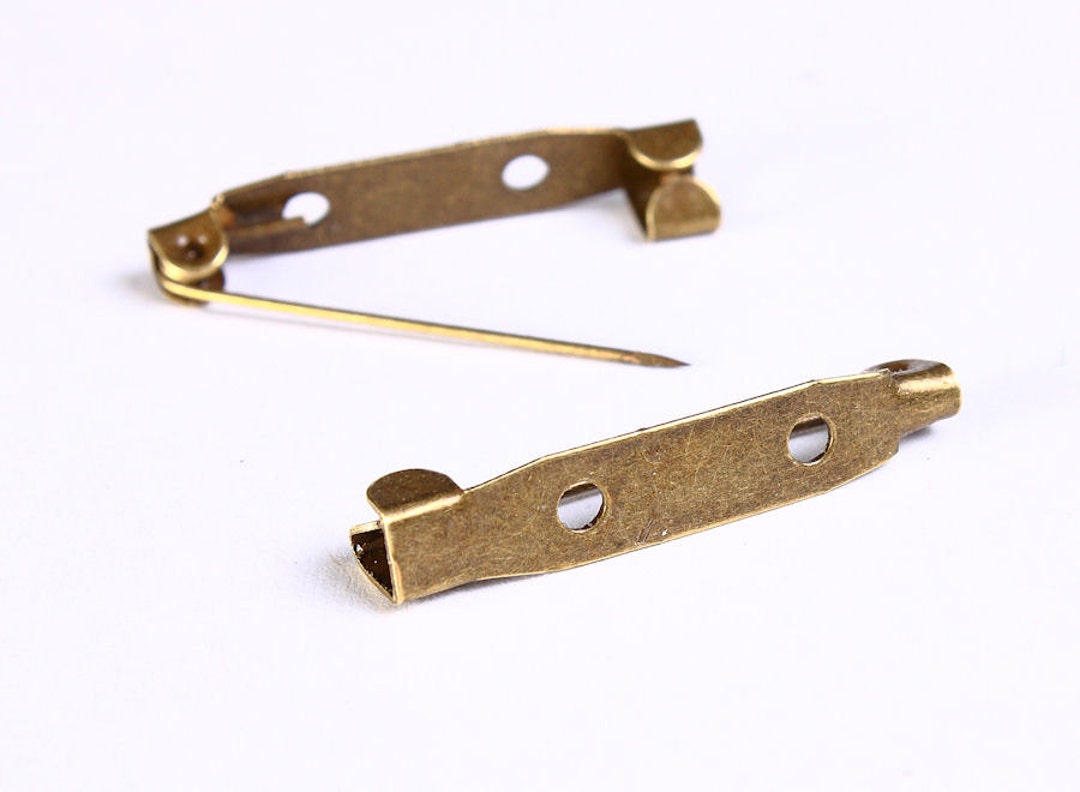 30mm Antique Brass Brooch Clasp Findings Name Tag Pin Etsy