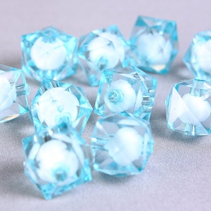 12mm baby blue miracle beads bead in bead faceted cube beads Gumball Bead Clear beads Gum ball beads 447 image 1