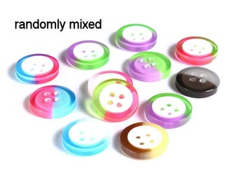 13mm Mixed color button - resin button - craft button - Round buttons - Two tone buttons - 4 holes (1607)