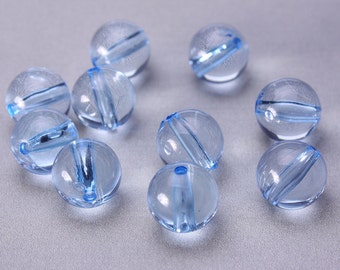 14mm Baby blue beads - 14mm blue transparent beads - Blue round beads - acrylic beads - resin beads (655)