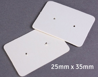 White Earring cards - White post earring card - Kraft Paper Stud Earrings - White Kraft Paper Rectangle earring cards - 25mm x 35mm (2098)