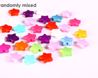 9mm Mixed color star beads - Opaque beads - star beads - Multicolored beads - Star spacers (1262---)