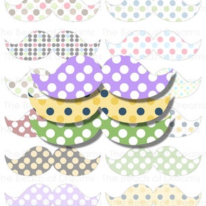 12 large polka dots Mustaches - mustaches tag - Printable digital collage sheet - mustaches party - INSTANT DOWNLOAD (cs0078)
