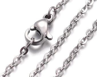 Stainless steel necklace 16" - Fine chain 2.4mm x 2mm - Cross Chains with Lobster Clasps - 16 inches (2157)